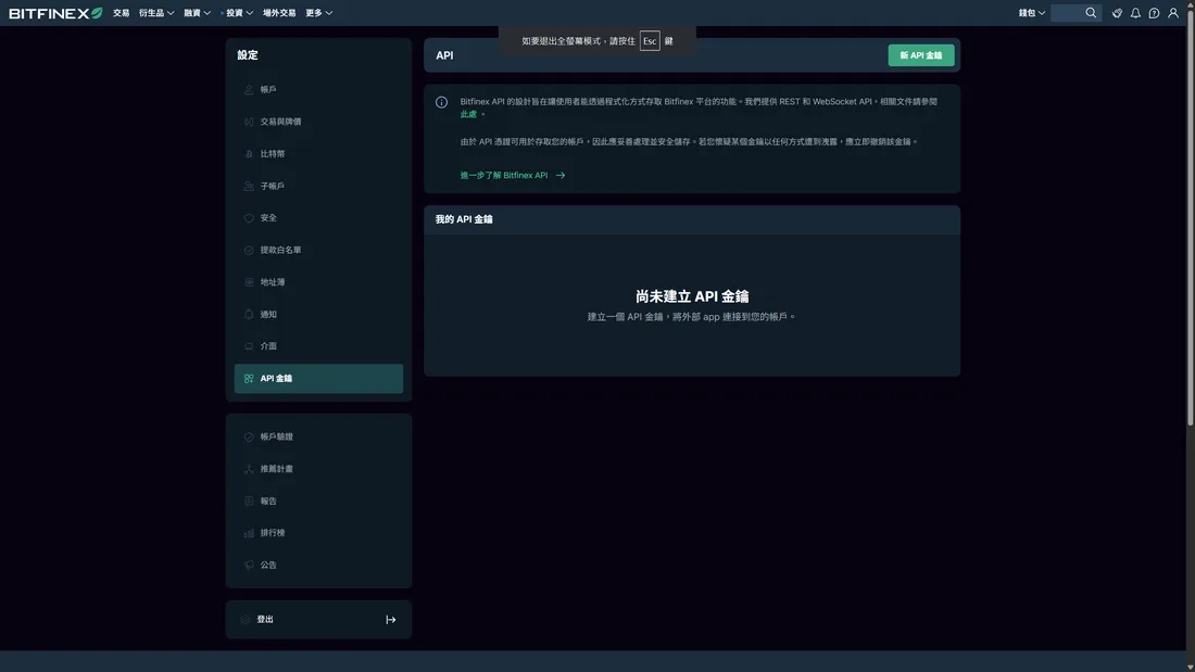 Bitfinex API 頁面